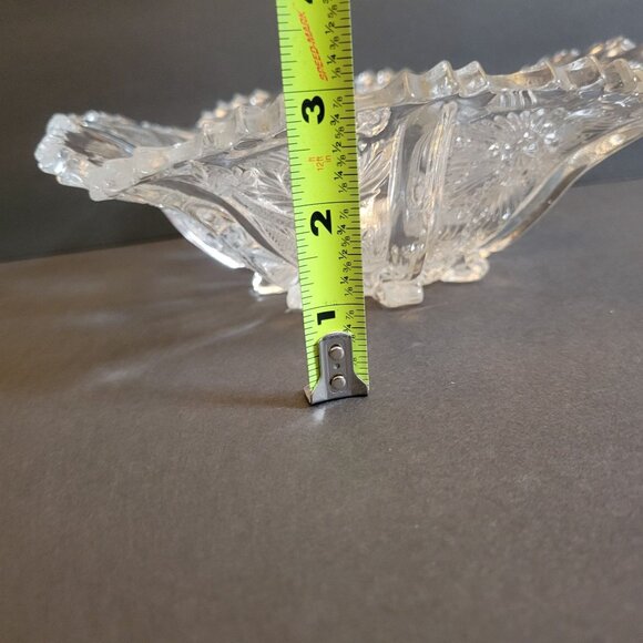 Vintage Higbee Pressed Glass Serving Bowl With Floral Thistle Pattern & Scallope - Picture 11 of 11